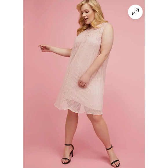 LANE BRYANT NWT size 14/16 pink Blush Embroidered Dot Mesh Swing Dress Beautiful - Picture 1 of 15